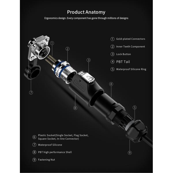 CNLINKO LP16 Power Function signal Generator Male Female Series Waterproof 3 Pin Aviation Industrial Power Connector 10A 400V