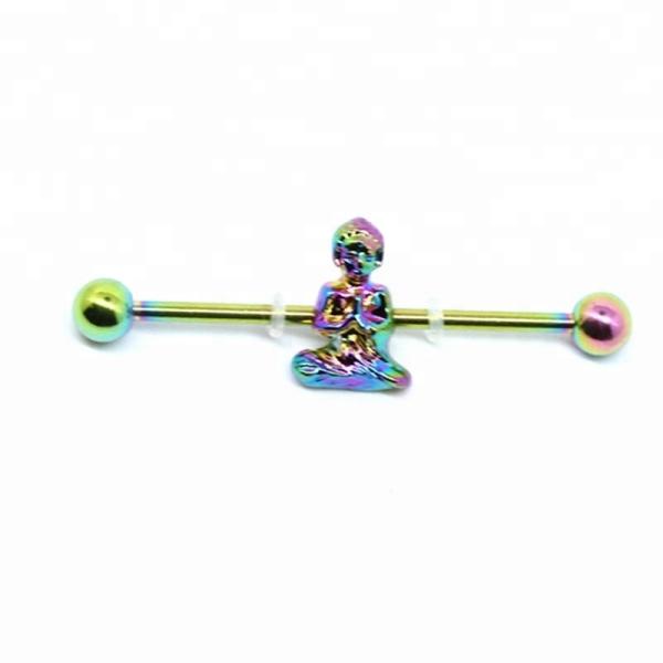 Custom rainbow stainless steel jewelry industrial piercing 14g