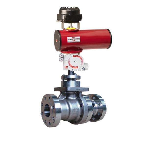 control valve KOSO 300W with rotork RC pneumatic valve actuator and flowserve