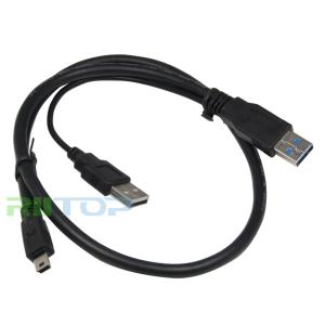 0.6M 2FT USB 3.0 Y-Cable USB 3.0 A Male To MINI 10P Male + USB2.0 Power supply
