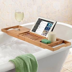 Sustainable Extendable Bath Tray Bamboo Bathroom Caddy Extra Large