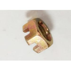 High Strength Metal M16 Castle Nut , Slotted Hex Nut Yellow Zinc Plated