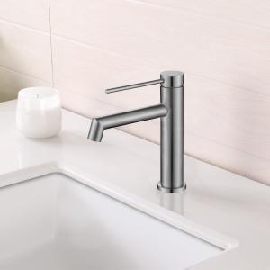 SUS304 Stainless Steel Single Hole Single Handle Basin Mixer In Matte Black Grey