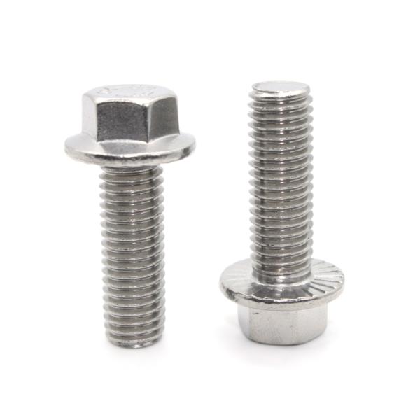 Stainless Steel DIN6921 Serrated Flange Bolts with Plain Finish and 100% Inspection