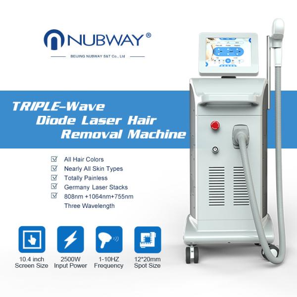 Quality 2018 New products high power 755nm 808nm 1064nm triple wavelength diode laser hair removal machine wholesale