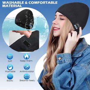 Bluetooth Beanie,Double Fleece Lined with Bluetooth 5.1 Wireless Warm Knit