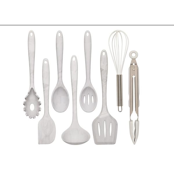 Multipurpose 8 Piece Kitchen Utensil Set , Antiodor Silicone Utensils Kitchen