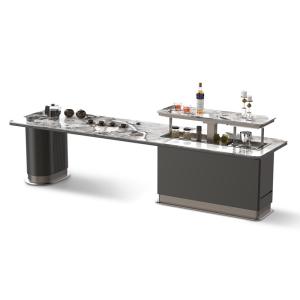 Chinese Style Kung Fu Smart Tea Table Tea Bar with Lift Up Refrigerator Volume