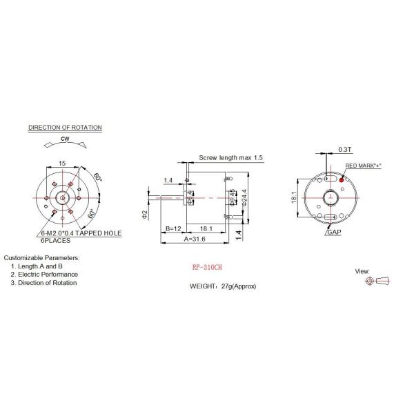 Mini Brush Household Electric Motors 3v 6v 12v 24mm Diameter For Home Appliance