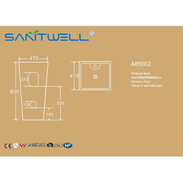 Modern Standing Ceramic Pedestal Basin Bathroom Hand Washing Sink