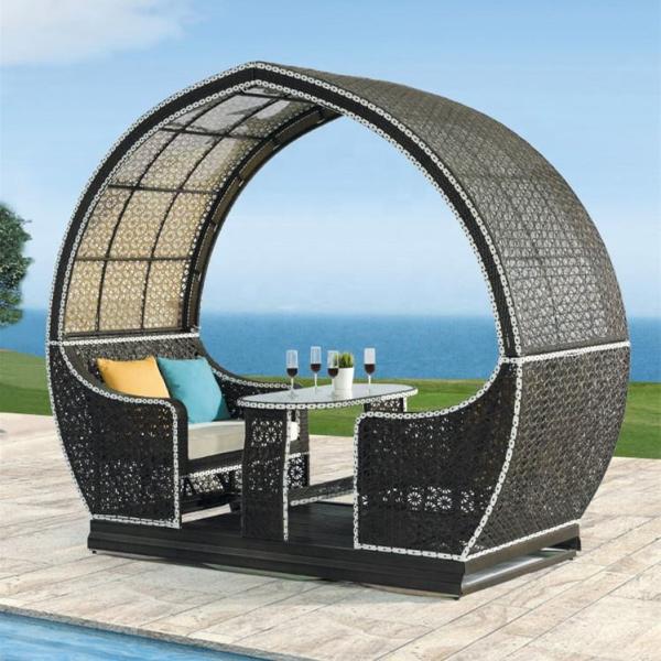 Outdoor Swing with Rattan Rocking Chair 100% Polyester Fabric Max Load Capacity 500KG