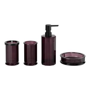 China Glass Bathroom Accessories Set Purple Color Round Shape Soap Dispenser For Home Decor on sale