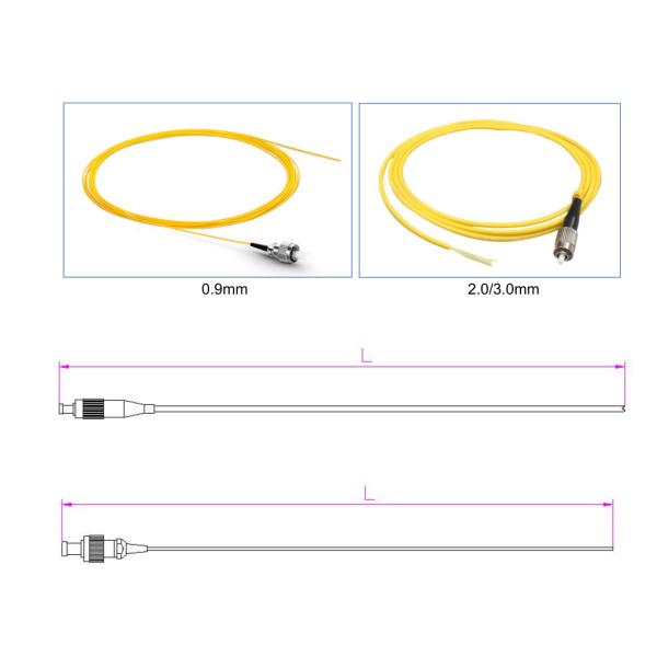 FC UPC Duplex G657A1 PVC Fiber Optic Pigtail Flat Cable Yellow Single Mode