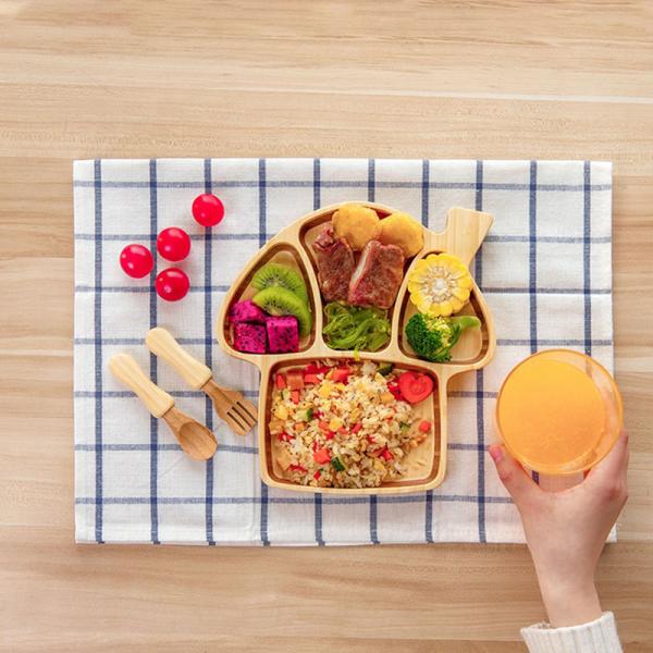 Supply Eco-Friendly Bamboo Baby Plate Modern Style Mushroom Shape with Silicone Base