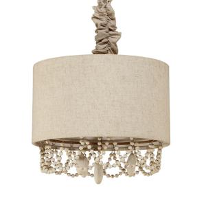 Wood sphere pendant light with Frabic Lampshade (WH-CI-41)