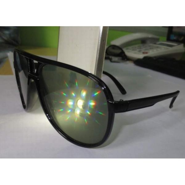 Quality Black Plastic Diffraction Glasses , 13500 Lines Emerald Firework Glasses wholesale
