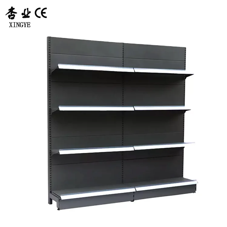Factory Good Quality Grocery Shelf Pharmacy Shelving Frosted Gray Supermarket Gondola Shelving