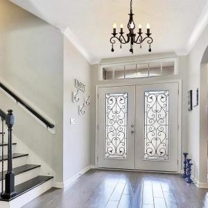 LED Metal Chandeliers 5 Lights Black Crystal Candle Chandelier Industrial