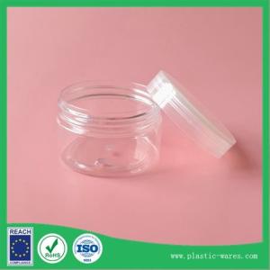 50 ml plastic transparent jar with lids outside and interior lid
