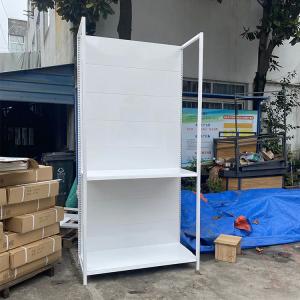 Factory Custom Color Size White Supermarket Shelf Single Side Display Rack 4 Post Cosmetic Shelf