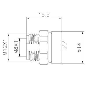 22AWG M8 Female Panel Mount Connector Solder 6 Pin TPU CuZn