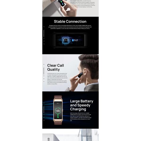 Original HUAWEI Smart Watch B6 Touch Screen Headset Wristband Sports Bracelet 1.53 Inch Heart Rate Blood Oxygen Monitoring Smart