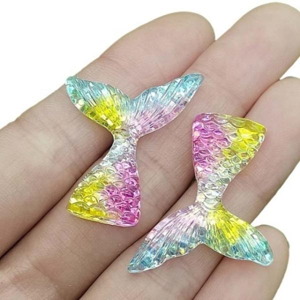 Quality ployester Resin Glitter Mermaid Sea Shall and Glitter Sequin Mermaid Tail Resin Flat Back DIY Clip Thin Resin Crafts wholesale