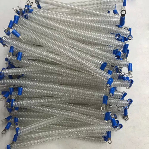 50mm Length Transparent Clear Steel Wire Spring Tool Tether w/2pcs Eyelets 3.2mm