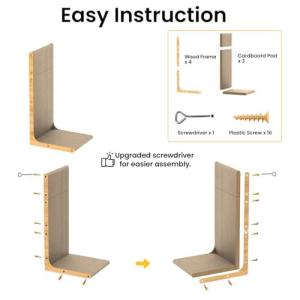 Cardboard Cat Scratcher,23 Inch L Shape Scratch Pad Wall Mounted,Vertical