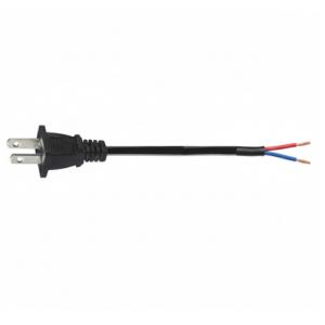 NEMA 1-15P Power Cord with Stripped Wire Ends, 2-Prong AC Extension Cable for