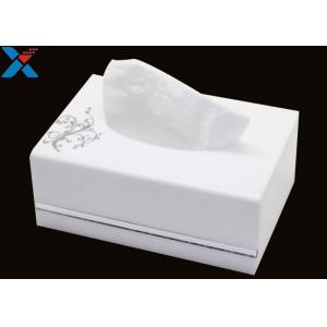 White Custom Acrylic Boxes , Acrylic Tissue Box For Office / Home ROHS