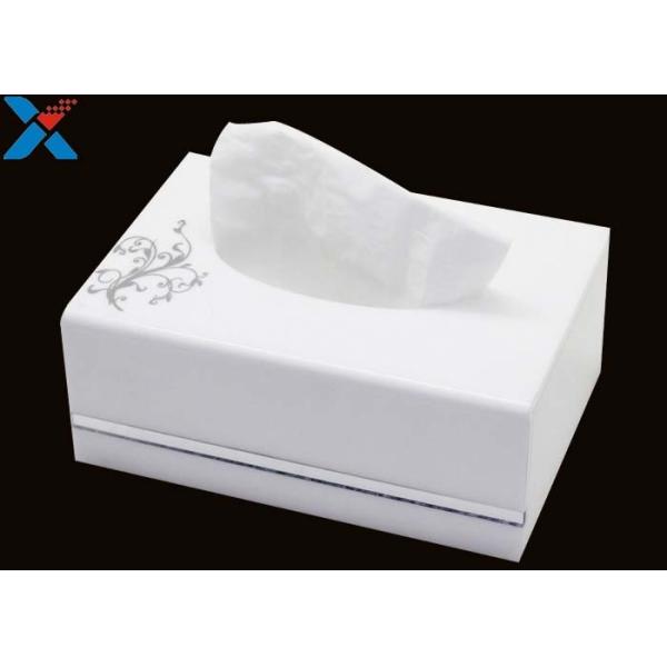 White Custom Acrylic Boxes , Acrylic Tissue Box For Office / Home ROHS