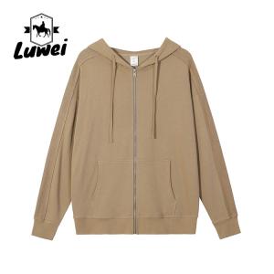 China Streetwear Custom Gym Sports Premium Heavyweight Zip Plain Moletons Cotton Sweatshirt Oversize White Bulk Felpa Hoodie on sale