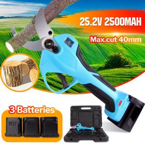 40mm Electric Garden Pruner China Pruning Shears With LED And 3 Batteries For