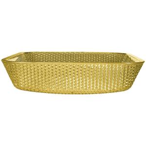 Chromed Countertop Vanity Sinks Square Glass Vessel Crystal Luxury Gold Color