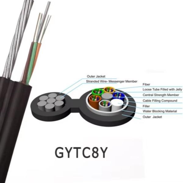 Quality 24 48 Core GYTC8S Figure 8 Self Supporting Aerial Fiber Optic Cable Outdoor Armored Wire wholesale