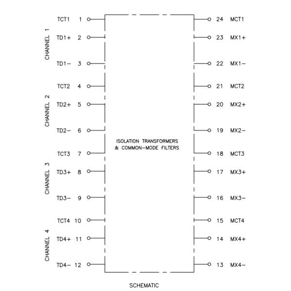 4pr PoE+ HD8004FNL SMT LAN Magnetic Module ROHS Compliant