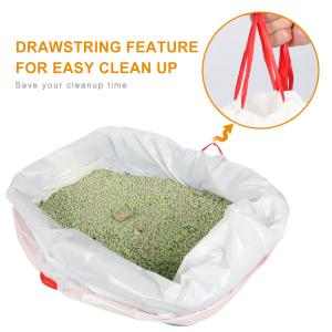 Easy Clean Up Jumbo Drawstring Scented Litter Box Liners bags For Pet Cats