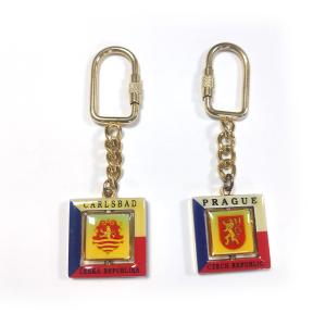 Rotating Doming Decal Metal 3d Zinc Alloy Keychain Customized Prague Souvenir