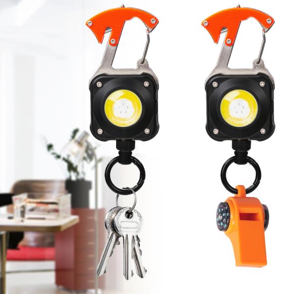 Deyi Badge Reel Retractable Keychain With Belt Clip Heavy Duty 360° Swivel Carabiner Key Chains Impact Resistance ID