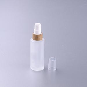 50ml Frosted Glass Bottle with Bamboo Cap Cosmetic Container Dia 37mm* H95mmn
