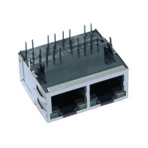 XRJM-S-02-8-8-1 Rj45 Modular Jack 1 x 2 Port Shield With LED LPJE201AGNL