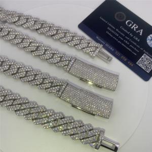 Hip Hop Miami Cuban Link Chain 15mm VVS Moissanite Sterling Silve Cuban Link