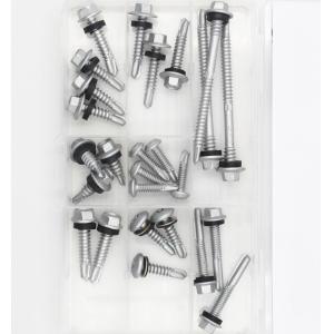 Zinc Finish Self Drilling Hex Washer Head Screws With Rubber Washers For