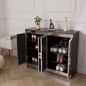 E1 Modern MDF Mirrored Shoe Cabinet 140cm Height Hallway Console Table