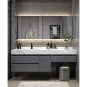 Custom Bathroom Vanity Units Slate Washbasin Toilet Combination Smart LED
