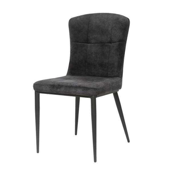 Fashionable Black Leather Dining Chairs DC-7538 Hard Wearing With Metal Frame
