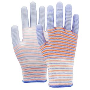 13 Gauge Polyester PU Palm Coated Gloves with Zebra Design