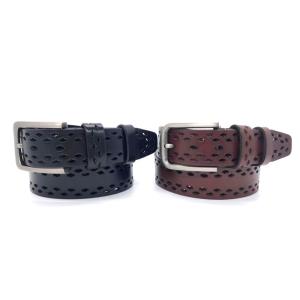 China Hollow Out Casual Soft Leather Belts For Men Wide 1-1/2 Inches on sale