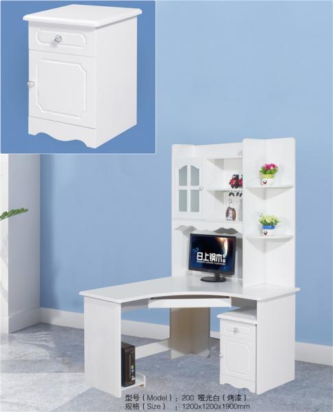 Quality Matte White Painted MDF Computer Desk , Home Computer Desk With Storage wholesale